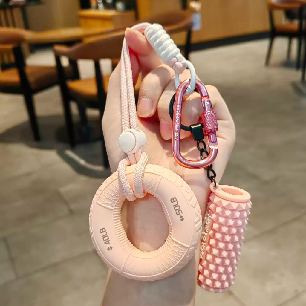 Multi-functional Stress Relief Grip Ring Keychain | Portable 5-Finger Strength Trainer & Rehab Exerciser | Fashion Backpack Pendant
