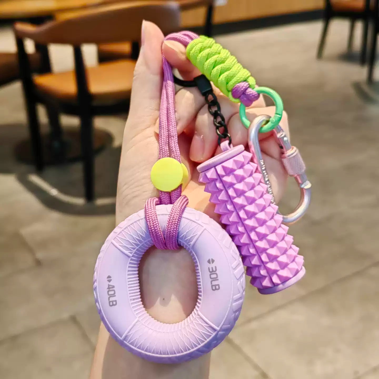 Multi-functional Stress Relief Grip Ring Keychain | Portable 5-Finger Strength Trainer & Rehab Exerciser | Fashion Backpack Pendant