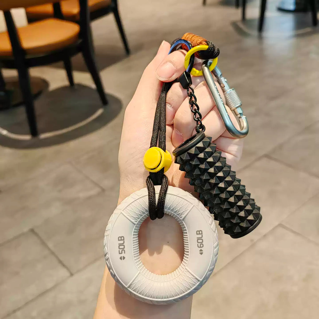 Multi-functional Stress Relief Grip Ring Keychain | Portable 5-Finger Strength Trainer & Rehab Exerciser | Fashion Backpack Pendant