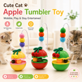 apple-shaped cat wobble toy with feather teaser and catnip ball interactive pet toy for indoor cats