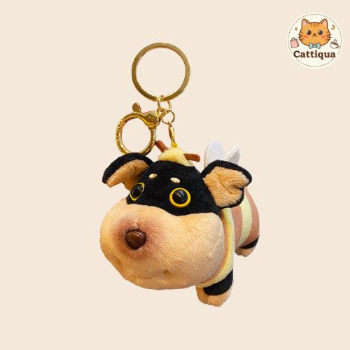 Bee Dog Plush Keychain Cute Aesthetic Bag Charm Kawaii Animal Keychain