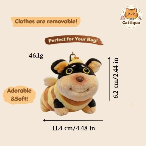 Bee Dog Plush Keychain Cute Aesthetic Bag Charm Kawaii Animal Keychain