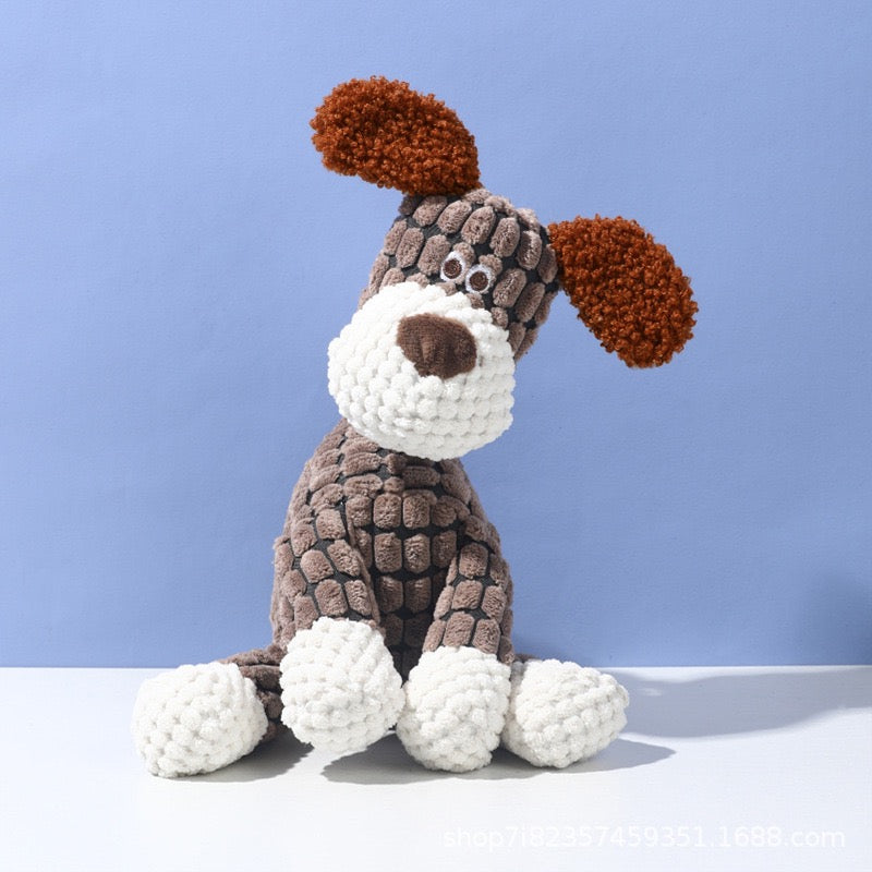 brown plush dog toy with squeaker soft durable chew toy