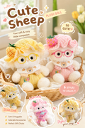 Sheep plush doll product details, 24cm soft toy with glasses hat scarf structure breakdown and features