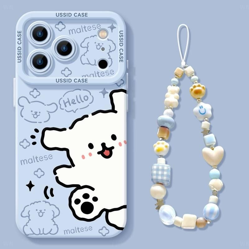 Cute Maltese Dog iPhone Case | Kawaii & Abstract Aesthetic Phone Cover
