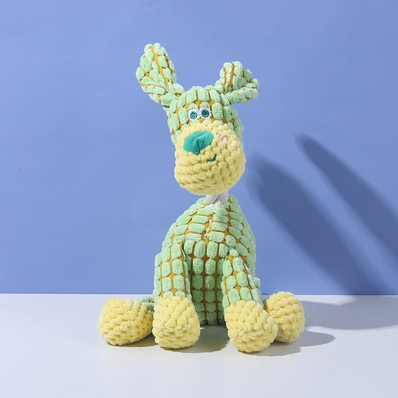 green plush dog squeaky toy interactive chew toy for small dogs