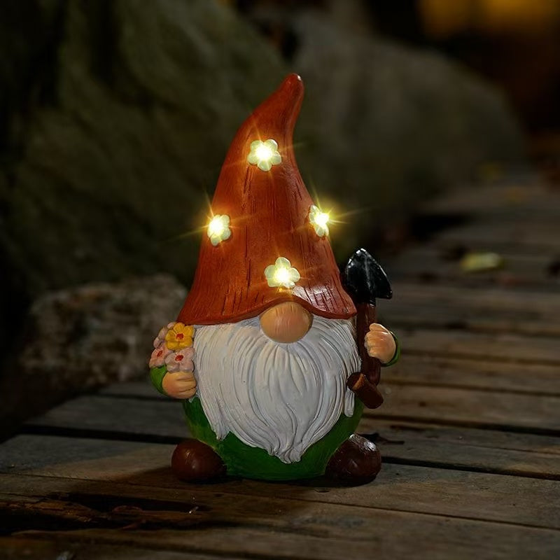 red hat christmas gnome solar light outdoor cute garden statue decoration