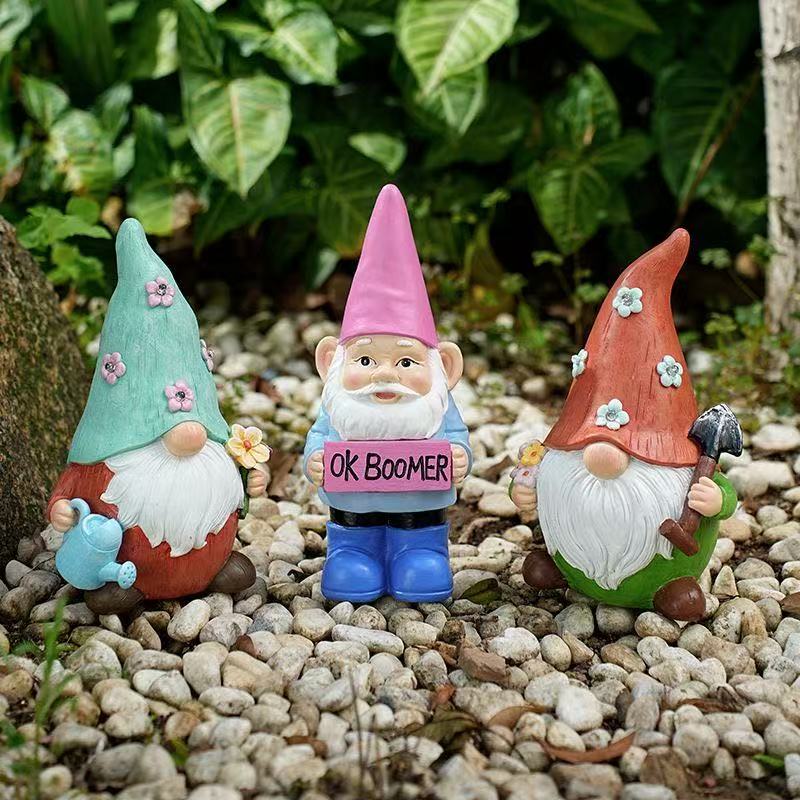 solar powered christmas gnome garden statue outdoor decor cute gnome figurines yard decoration